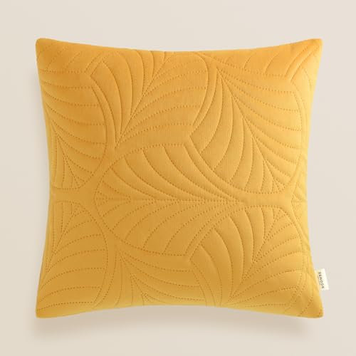 ROOM99 Feel 45 x 45 cm Zierkissenbezüg Kissenbezüg Kissenhüll Dekorative Dekokissen Wurfkissenbezug Deko Aesthetic Modern Schlafzimmer Wohnzimmer Velvet Samt Senf,1 Stück