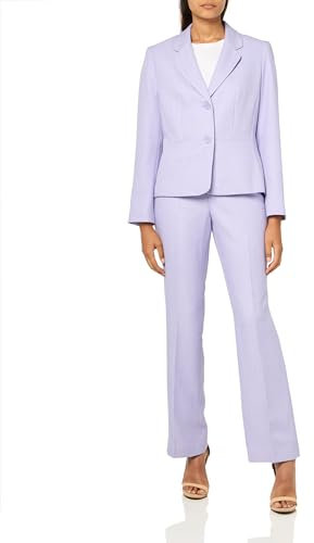 Le Suit Damen Petite Jacke/Hosenanzug, Flieder/Elfenbein, 38 Zierlich