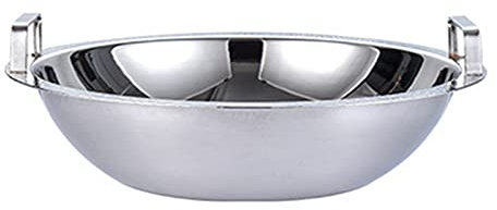 OQHAIR Olla Shabu Shabu china, olla caliente de acero inoxidable, cacerola caliente, ollas calientes Shabu Shabu para estufa de gas de inducción (color: plata, tamaño: 32 cm) (plata 34 cm