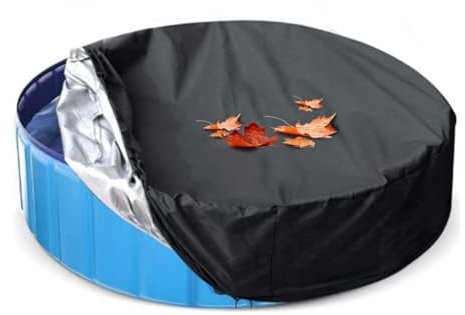 Agrdeed Rund Poolabdeckung Mit Gummiband,Abdeckung für Hundepools,Faltbare UV-beständig Poolabdeckplane Whirlpool Abdeckung Kinderbeckenabdeckung Für Family Pools, Schwarz (63inch)