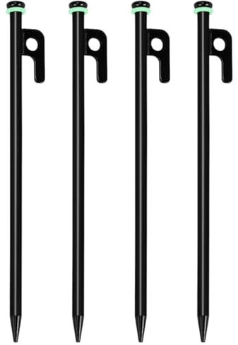 4 Stück Zeltheringe Zelt Heringe Erdnägel Stabil mit 10 Zoll Stahl Zelthering + Silikonringen + Tasche für Outdoor-Camping Heringe, Wandern (4 Stück Zelt Heringe)