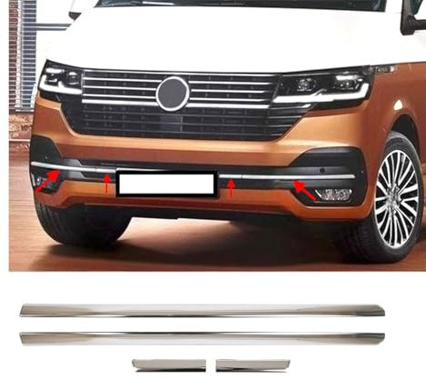 Nebelscheinwerfer Leisten Blenden passend für VW Transporter T6.1 ab Baujahr 2019- Edelstahl chrom 4tlg.passgenaue Grillleisten Blenden E-Parts24