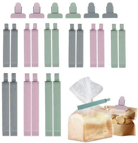 24pcs Plastic Food Bag Clips - Multicolor Reusable Sealing Clips in 3 Sizes for Snacks, Coffee, Sandwich - Keep Food Fresh for Home, Kitchen, Office