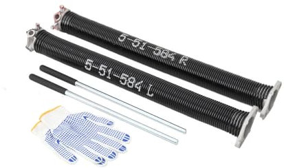 YILIKISS Garagentor Torsionsfedern, 1 Paar Garagentor-Federn Garagentor Torsionsfeder links rechts Garagentorfeder Satz für Ersatz mit rutschfesten Wickelstangen und Handschuhen