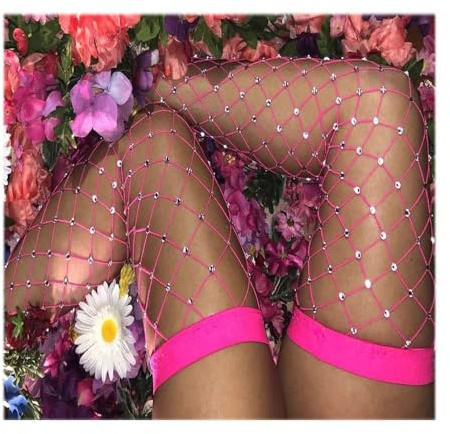 Hrlace 1 paire de bas résille en strass avec strass et paillettes - Collants résille pour femme - Bas de cuisse - Bas élastiques antidérapants en résille