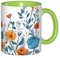 UUYHHGB Ceramic Mug 11 Oz Classic Colored Fun Printed Stylish Coffee Mugs with Gift-Box Packaging for Home Office Decor, Microwave Safe, Turquoise Teal Floral
