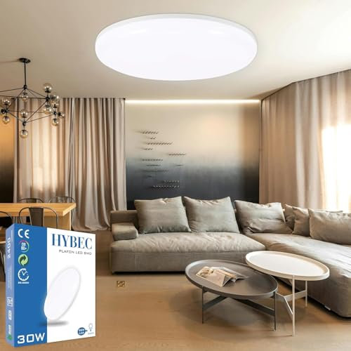 HYBEC - Downlight LED Techo Superficie, Plafones Para Techo LED, Lampara Baño, 30W (Pack 1)