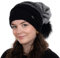Birendy Beanie K Mütze, Pudelmütze, Strickmütze, dick und weich Wintermütze mit großer Fellbommel aus Fellimitat (Schwarz-Grau Verlauf 125)