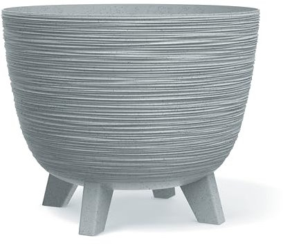 Stolmet Flower Pots with Legs, Round Planter Pots, Perfect for Indoor and Outdoor Decorating, Available in Four Colours, Capacity of 5L to 26L (Light Grey, 400Ø)