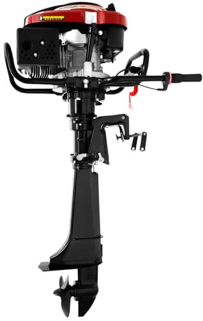 ROMYIX 4 Stroke 7HP Outboard Motor, 196cc Petrol Outboard Motor Fishing Boat Engine CDI Ignition System,5.1KW,4500-6000r/Min,Water Cooling System, for Rubber boats, Inflatable boats, Small Watercraft
