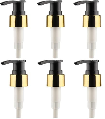6Pcs Black Plastic 24/410 Dispenser Pump Replacement Gold Lotion Bottle Pump Head Kitchen Bathroom Dish Soap Container Pump Top for Shampoo Conditioner