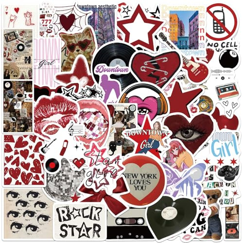 200 Stück Retro Y2K Ästhetische Aufkleber, Diverse Y2K Downtown Ästhetische Süße Graffiti Aufkleber für Laptop Scrapbook Wasserflasche Gepäck