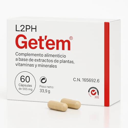 GET'EM – Complemento Alimenticio para los efectos de la Menopausia y Andropenia y Equilibrar el Bienestar Físico y Emocional. (60 Cápsulas). Tribulus terrestris, Rhodiola rosea, Vitaminas, Minerales