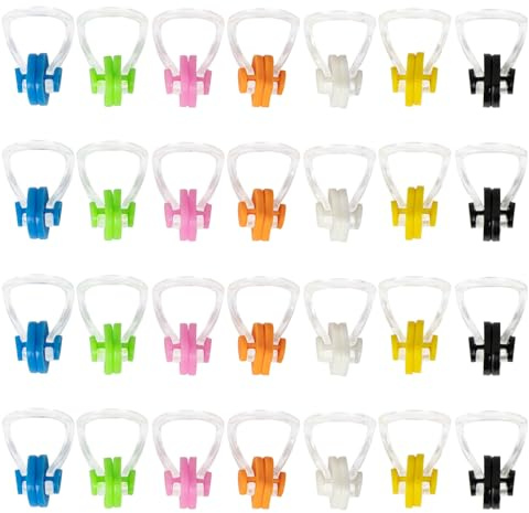 28 Pcs Swimming Nose Clip, Silicone Waterproof Swim Nose Plugs for Kids (Age 7+) and Adults, Inclue 7 Colors