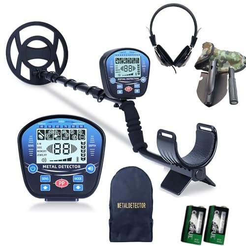 Metalldetektor Wasserdicht,IP68 Wasserdicht Spule,Professioneller Metallsuchgerät,Einstellbar Mit LCD-Bildschirm,5 Modi Detektionstiefe Golddetektor Für Erwachsene Und Kinder Zur Metall,Schmuck(Blau)