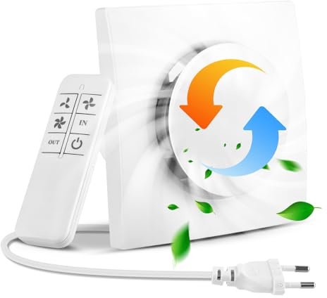 Nastopee Ventilador de baño con sensor de humedad, ventilador extractor silencioso con mando a distancia, sellado de ventanas para baño, cocina, inodoro, garaje y áticos