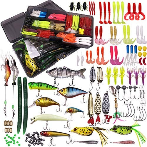 Huracan Angelköder Set, hecht köder, 300 PCS Angelzubehör Set mit Angelbox, wobbler einschließlich Spinner kunstköder, Gummifische für Zander, Forelle, Angeln Barsch Köder für Süßwasser Salzwasser