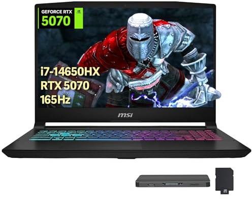 msi Katana 15.6 QHD 165Hz Gaming Laptop, Intel i7-14650HX, GeForce RTX 5070 8GB GDDR7, 32GB DDR5, 2TB SSD, 4-Zone RGB Backlit Keyboard, Wi-Fi 6E, Win 11 Pro, Black, 512GB Docking Station Set