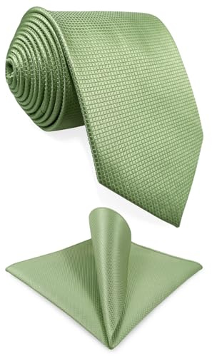 S&W SHLAX&WING Krawatten-Set für Männer Einfarbig Salbeigrün Seidige Berührung für Geschäft Formelle Kleidung Party Ball Geschenk