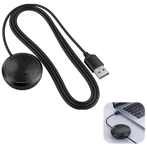 Microphone USB Conférence pour PC et Laptop, Micro 360° Omnidirectionnel Condensateur avec Bouton Mute et Indicateur LED, Micro USB pour Réunion en Ligne Zoom Streaming Cours en Ligne Plug Play