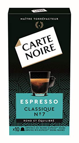 Carte Noire, Espresso Classique N°7, 100 Capsules de Café Compatibles avec les Machines à Café Nespresso, avec Notes Chocolatées et d’Agrumes, 100% Arabica, Intensité 7, 10 Paquets de 10 Capsules
