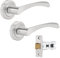 Probrico Brushed Nickel Round Rose Door Handle, Twisted Lever Internal Door Handles Set with 65mm Latch, Passage Handles Ideal for All Interal Doors, 1 Pack