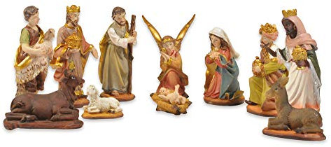 Fiico Riffelmacher Krippenfigurenset Gold 7-9 cm | 11-TLG. Traditionelles Design - 78300 - Dekoration Weihnachten Weihnachtskrippe