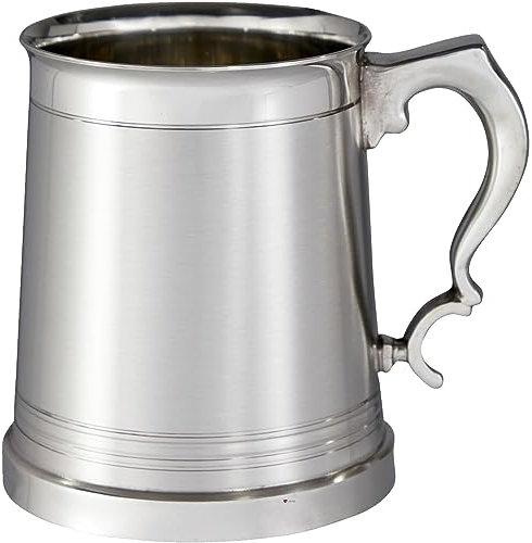 I LUV LTD Zinn Krug Extra Schwer 1 Pint Lanark-Satin mit Hellen Details Rein Schwer Messgerät Bier Krug Perfekt zum Gravieren Personalisierte Geschenke für Männer und Frauen
