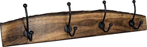 youngschwinnDESIGN - Garderobe Hakenleiste Garderobenleiste Kleiderhaken Holz Mangoholz mit 4 Haken 500mm