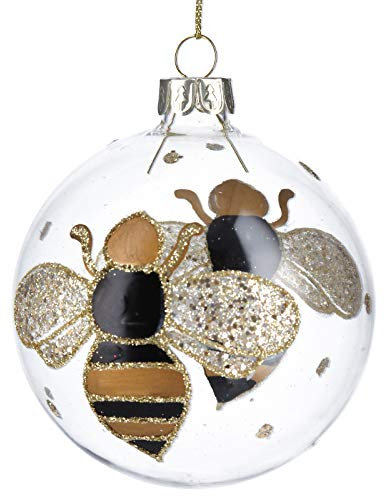 Gisela Graham Glaskugel mit schwarzer und Goldener Hummel