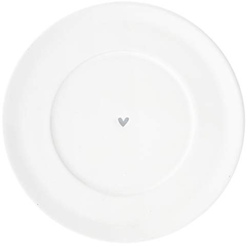 Bastion Collection Untertasse, Teller Heart weiß grau D. 15cm rund Keramik