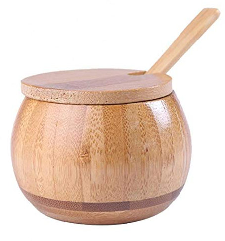 Angoter 1PCS Spice Jar Assaisonnement Can Sucrier avec Couvercle cuillère en Bois épices Boîte de Cuisine Boîte de Rangement d'outils de sel de Cuisine Sucre Pot