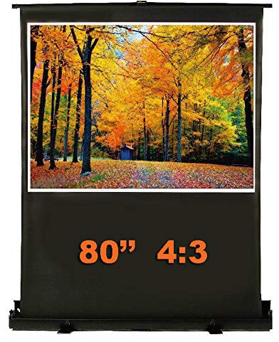 CGOLDENWALL 80/100inch Portable Floor Screen Floor Standing Projection Screen Pull Up Projector Screen for Meeting Exhibition Matt White (80 inches 4:3)