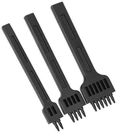 3Pcs 4mm Leather Craft DIY Tools 2/4/6 Prong Chisel Steel Sewing Hand Hole Punch Tool Black Prong Set Diamond Lacing Stitching Punch Set