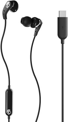 Skullcandy Set USB-C Kabelgebundener In-Ear Kopfhörer, Mikro, Kompatibel mit Android und Laptops - Schwarz