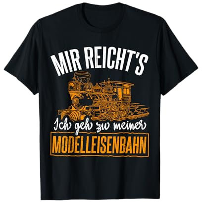 Mir reichts - Modelleisenbahn Kollektion T-Shirt Schwarz S Klassische Passform Crew-Kragen Cartoon T-Shirt Kurzarm Männer Erwachsener
