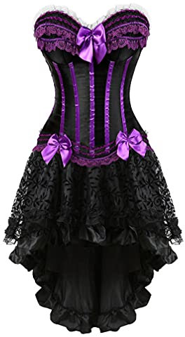 Hengzhifeng Damen Corsage mit Rock Steampunk Karnevals Kostüm 4XL Lila