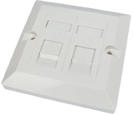 World of Data CAT6 Single Socket Double Port Faceplate - Socket - RJ45 - Ethernet - Network - Face Plate Module 2 Pack