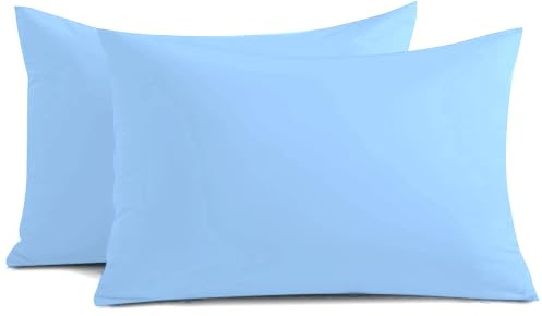 Yorkshire Bedding Pillow Cases 2 Pack - Brushed Microfiber Housewife Pillowcase Hypoallergenic Pillow Cover Standard Size with Envelope Closure (Sky Blue, 50 x 75 cm)