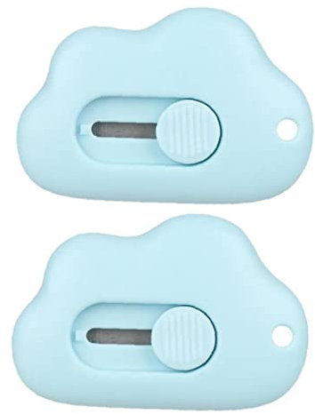 2pcs Mini Cloud Utility Couteau Automatique Coupeur Papier À Lame en Acier 9 Mm pour Boîte À Lettres D'