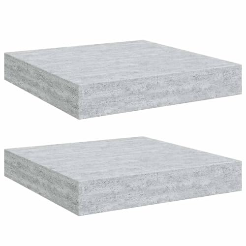vidaXL 2X Schweberegal Wandregal Schwebend Bücherregal Wandboard Hängeregal Dekoregal Freischwebend Regal Betongrau 23x23,5x3,8cm MDF