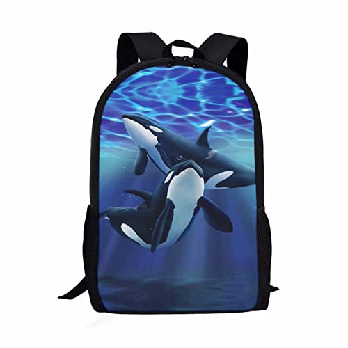 Showudesigns Schulrucksack für Kinder mit niedlichem Tiermotiv, mit Flaschentasche, Orca, Einheitsgröße, Gepäck-Set