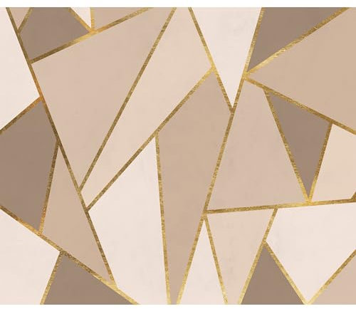 decomonkey Fototapete Abstrakt 450x315 cm Design Tapete XXL Fototapeten Vlies Tapeten Vliestapete Wandtapete moderne Wand Schlafzimmer Wohnzimmer Dreiecke Geometrisch Beige Braun Grau