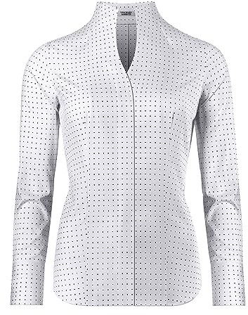 Vincenzo Boretti Blusa, Modern-Fit/Taglio Abbastanza Aderente, Colletto Alto, a Pois - Facile da Stirare Bianco/Blu Scuro 40