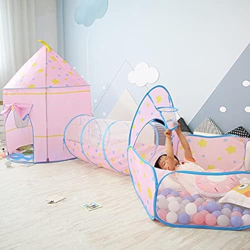 Benebomo Spielzelt mit Tunnel, 3 in 1 Spielzelt, bällebad mit Tunnel,krabbeltunnel mit Zelt,Gartenspielhauszelt für Jungen Mädchen drinnen/draußen