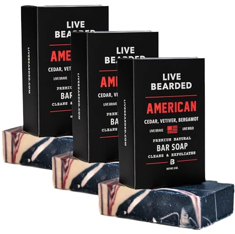 Live Bearded® All-Natural Bar Soap for Men, American Scent, 5 oz
