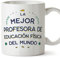 MUGFFINS Tazas para PROFESORA DE EDUCACIÓN FÍSICA mujer - En Español - Mejor del Mundo - 11 oz / 330 ml - Regalo original y divertido
