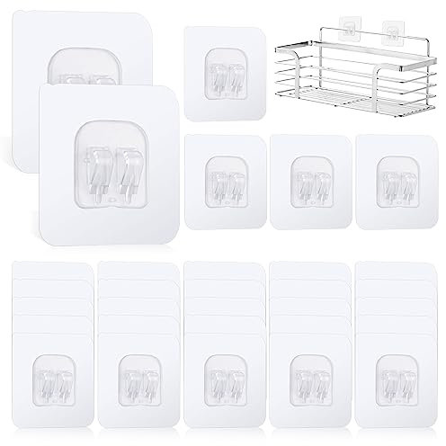 Svalor 30 Stück Klebehaken Badezimmer Transparent, 6 x 6cm Selbstklebende Haken Transparent, Selbstklebende, Wandhaken Selbstklebend Ohne Bohren- für Küche, Bad, Toilette Türwand (5kg Max)