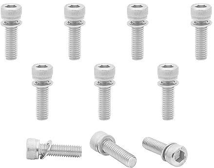 Xcotro 10PCS Stainless Steel M6x20mm Hex Socket Socket Cap Head Bolts Screws with Washers for MTB Bike Bicycle Cycling Disc Brake Caliper Adapter Mount Fixed Bolt Screw Accessories