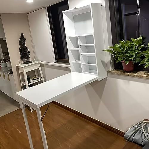AKOGG Wandtisch Klappbar, Klappschreibtisch Mit Tafel & Fächern, Klapptisch Multifunktional, Wandklapptisch Holz, Schreibtisch Für Esszimmer & Wohnzimmer & Küche
